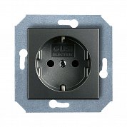 Механизм розетки&nbsp;&nbsp;с БЗК,16А/250V(с накл),цвет графит CITY
