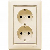 Розетка 2-ая 2Р+Е&nbsp;&nbsp;10/16 А 250 В слоновая кость&nbsp;&nbsp;(шторки)&nbsp;&nbsp;VALENA