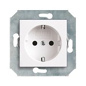 Механизм розетки&nbsp;&nbsp;с БЗК,с узлом защиты от проник.,16А/250V(с накл),цвет белый CITY