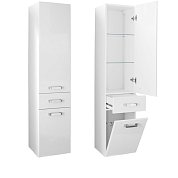 Пенал СТИВ-34. Белый подвесной универсальный, с бельевой корзиной