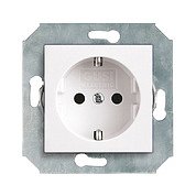 Механизм розетки&nbsp;&nbsp;с БЗК,с узлом защиты от проник.,16А/250V(с накл),цвет белый CITY