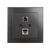 Розетка компьютерная&nbsp;&nbsp;САТ 5, черная, Touran