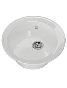 Мойка ML-GM-GLOSS 01 Круглая, Белая, 480мм (глубина чаши 180мм)