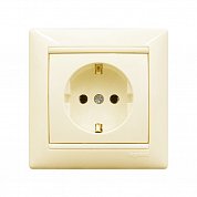 Розетка 2Р+Е&nbsp;&nbsp;10/16 А 250 В слоновая кость&nbsp;&nbsp;(шторки)&nbsp;&nbsp;VALENA