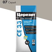 CE 33. Затирка цементная для узких швов до 6 мм, 2кг (Фольга). "07 Серый". Церезит