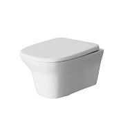 Унитаз подвесной безободковый STONE сиденье дюропласт,микролифт, Белый глянец