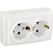 Розетка 2 гнезда&nbsp;&nbsp;О/У, с/з белый, Themis