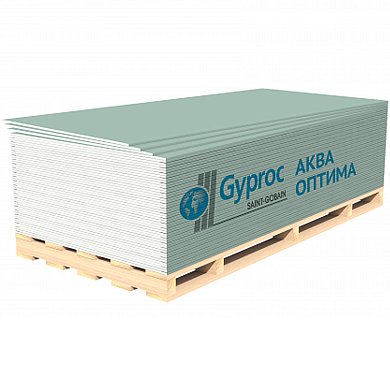 Гипсокартон ГКЛ Vetonit Gyproc 12,5 мм&nbsp;&nbsp; Аква Оптима&nbsp;&nbsp;(1,2 x 2,5 м) влагостойкий 