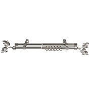 Карниз Ле-Гранд кованый раздвижной (2 ряда), Лист серебро матовое, 1,6-3,0 м