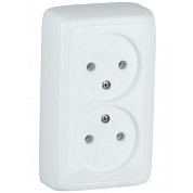 Розетка "Альфа" О/У 2гн б/з 16А, белый&nbsp;&nbsp;HEGEL