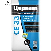 CE 33. Затирка цементная для узких швов до 6 мм, 5кг (Фольга). "01 Белый". Церезит