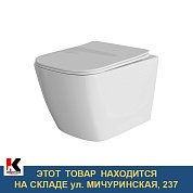 Унитаз подвесной "Wave Quadro" безободковый, сиденье дюропласт микролифт белый глянец